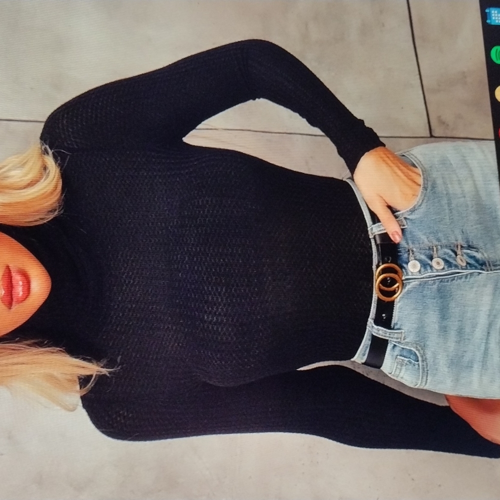 Shein solid textured turtleneck tee